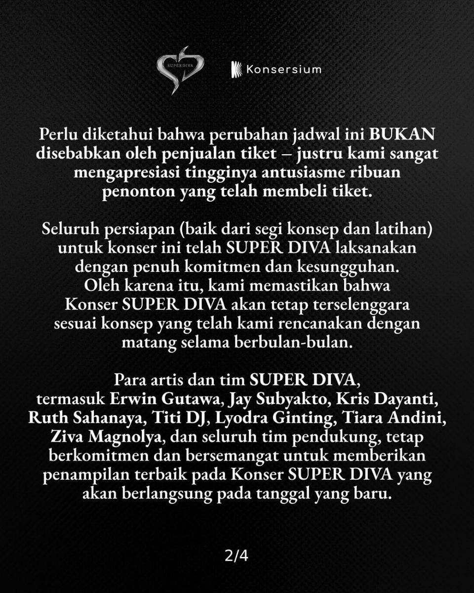konser Super Diva ditunda (instagram.com/konsersium.id)