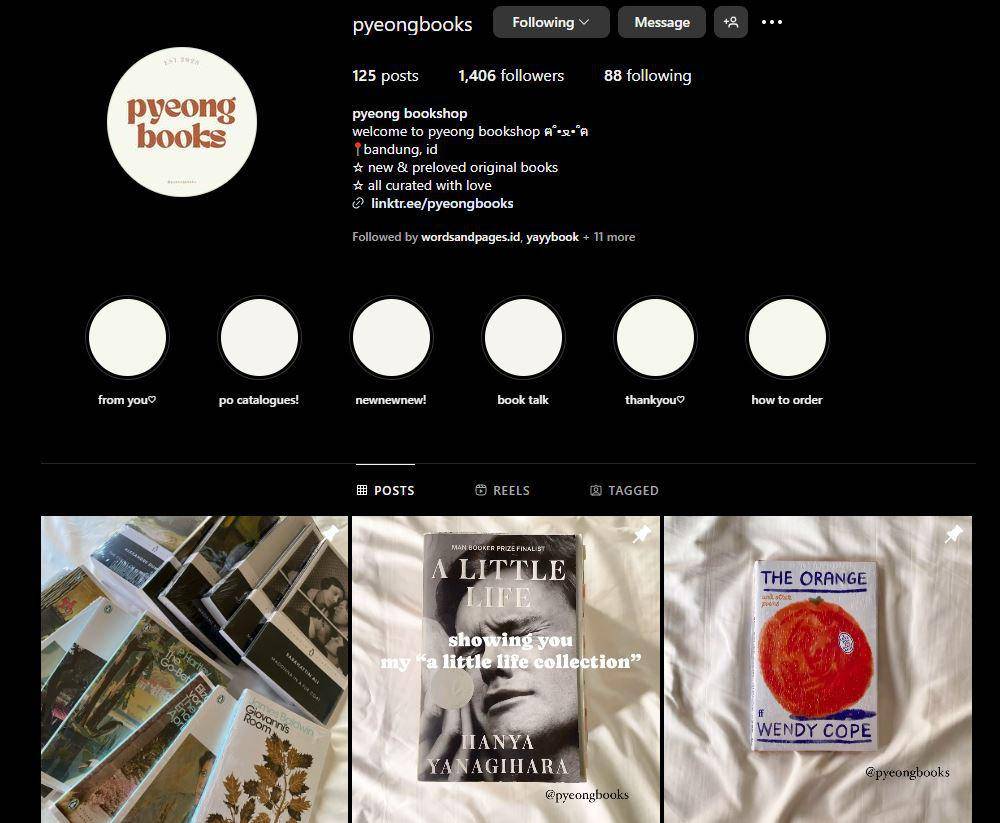 Tangkapan layar toko buku Pyeong Books di Instagram. (Dok. Instagram/pyeongbooks)