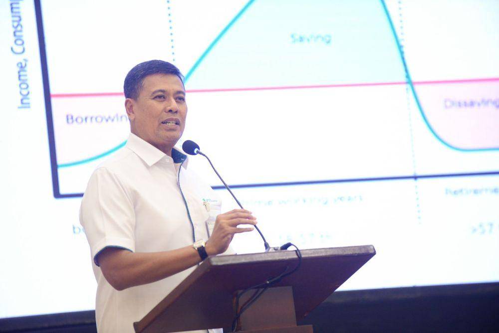 Direktur Utama BPJS Ketenagakerjaan Anggoro Eko Cahyo saat menghadiri Seminar Nasional Keamanan Digital yang berlangsung di Balai Kartini Jakarta, Kamis (23/10). (dok. BPJS Ketenagakerjaan)