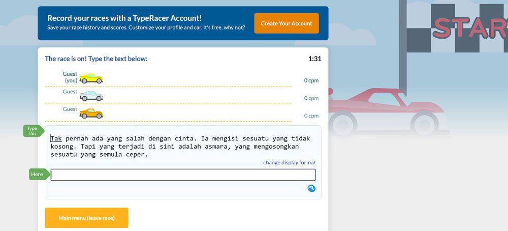 cuplikan TypeRacer (dok. Shockwave/TypeRacer)