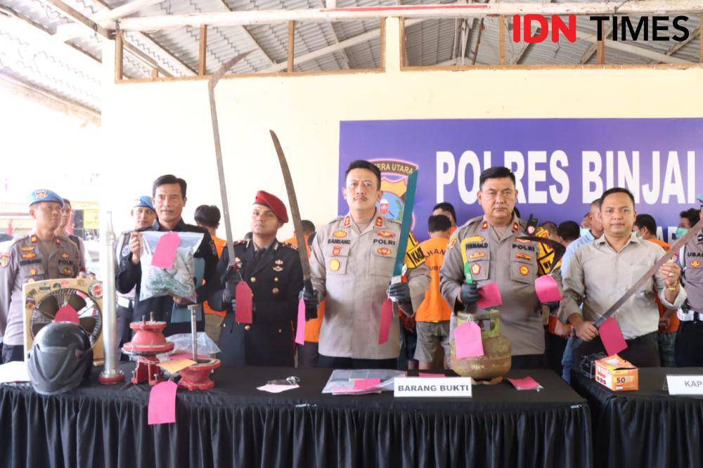 Polres Binjai, memaparkan beberapa kasus kriminalitas yang berhasil diungkap (IDN Times/ Bambang Suhandoko)