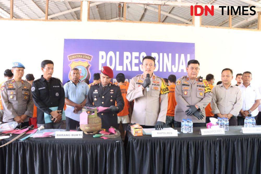 Polres Binjai, memaparkan beberapa kasus kriminalitas yang berhasil diungkap (IDN Times/ Bambang Suhandoko)