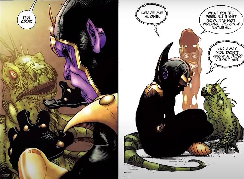 pertemuan pertama Thanos dan Lady Death (dok. Marvel Comics)