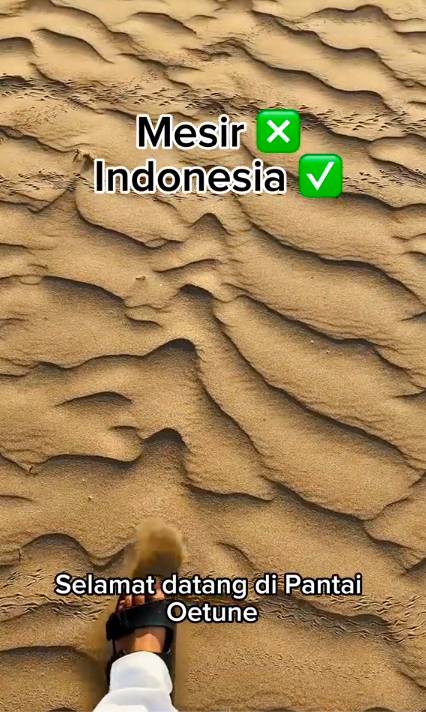 Potret gurun pasir di Pantai Oetune, Timor Tengah Selatan, NTT (tiktok.com/irnamanggala)
