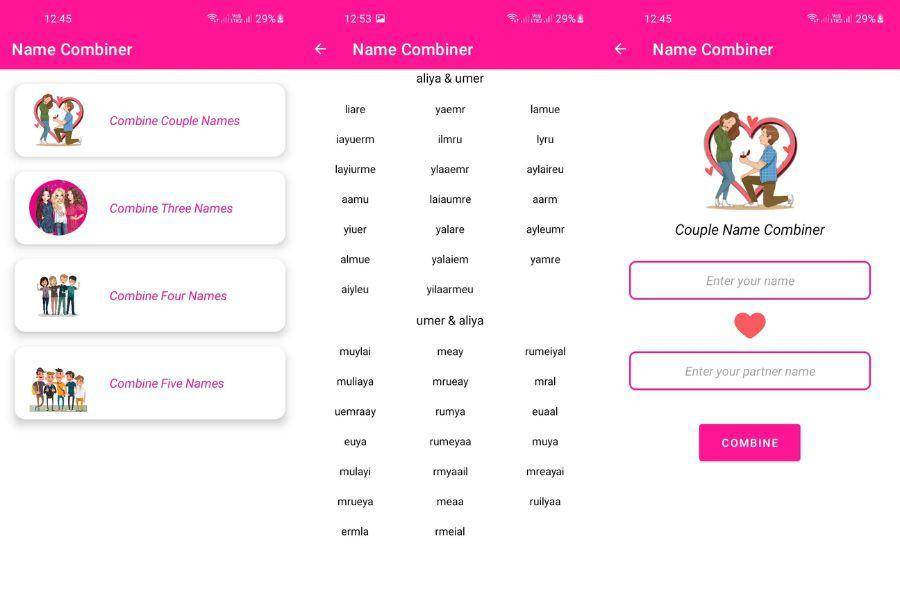 ilustrasi aplikasi Name Combiner Mixer Generator (play.google.com)