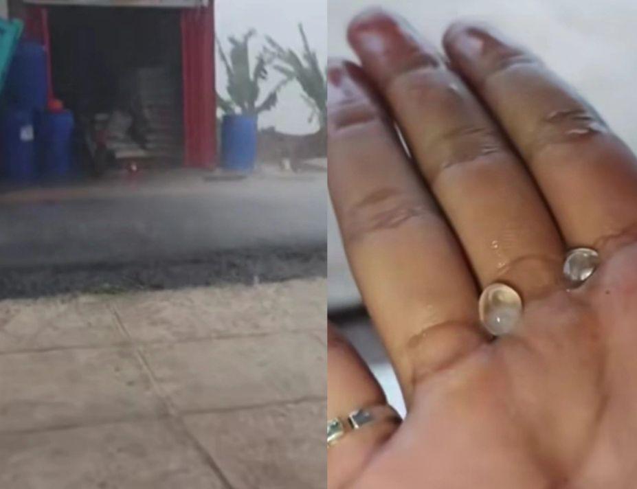 Meski Cuaca Panas Terik, Terjadi Hujan Es di Lampung Barat
