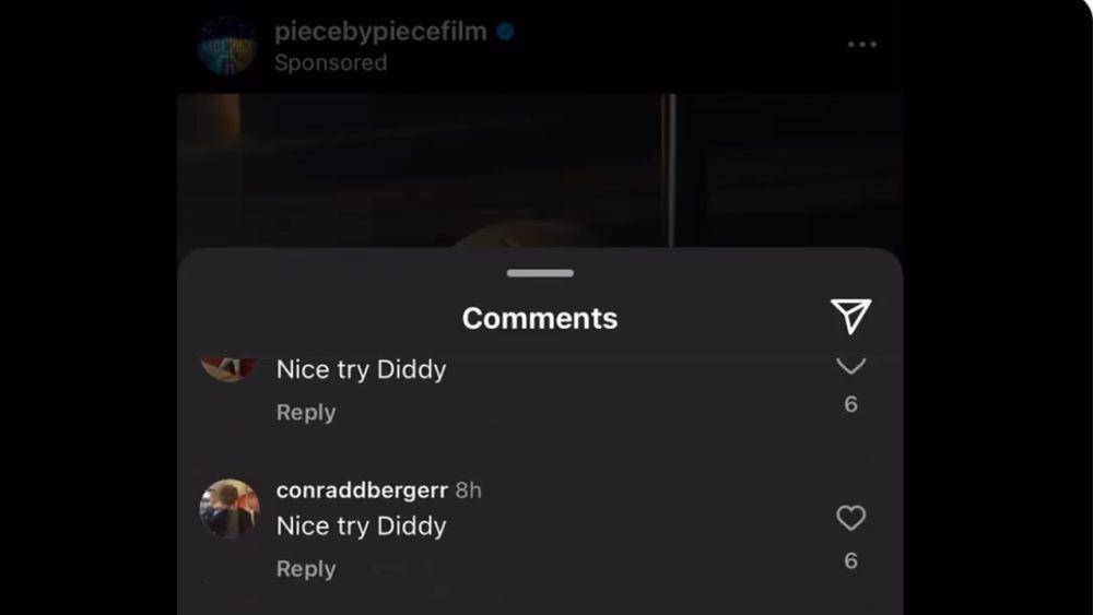 Banjir komentar Nice Try, Diddy di iklan film Piece by Piece. (instagram.com/piecebypiecefilm)