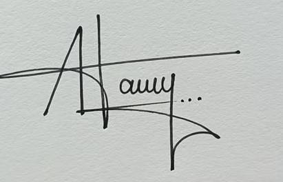 ilustrasi contoh tanda tangan inisial A dengan elemen garis (youtube.com/Satish Calligraphy)