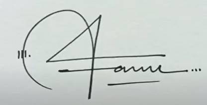 ilustrasi contoh tanda tangan inisial A dengan bentuk geometris (youtube.com/Satish Calligraphy)