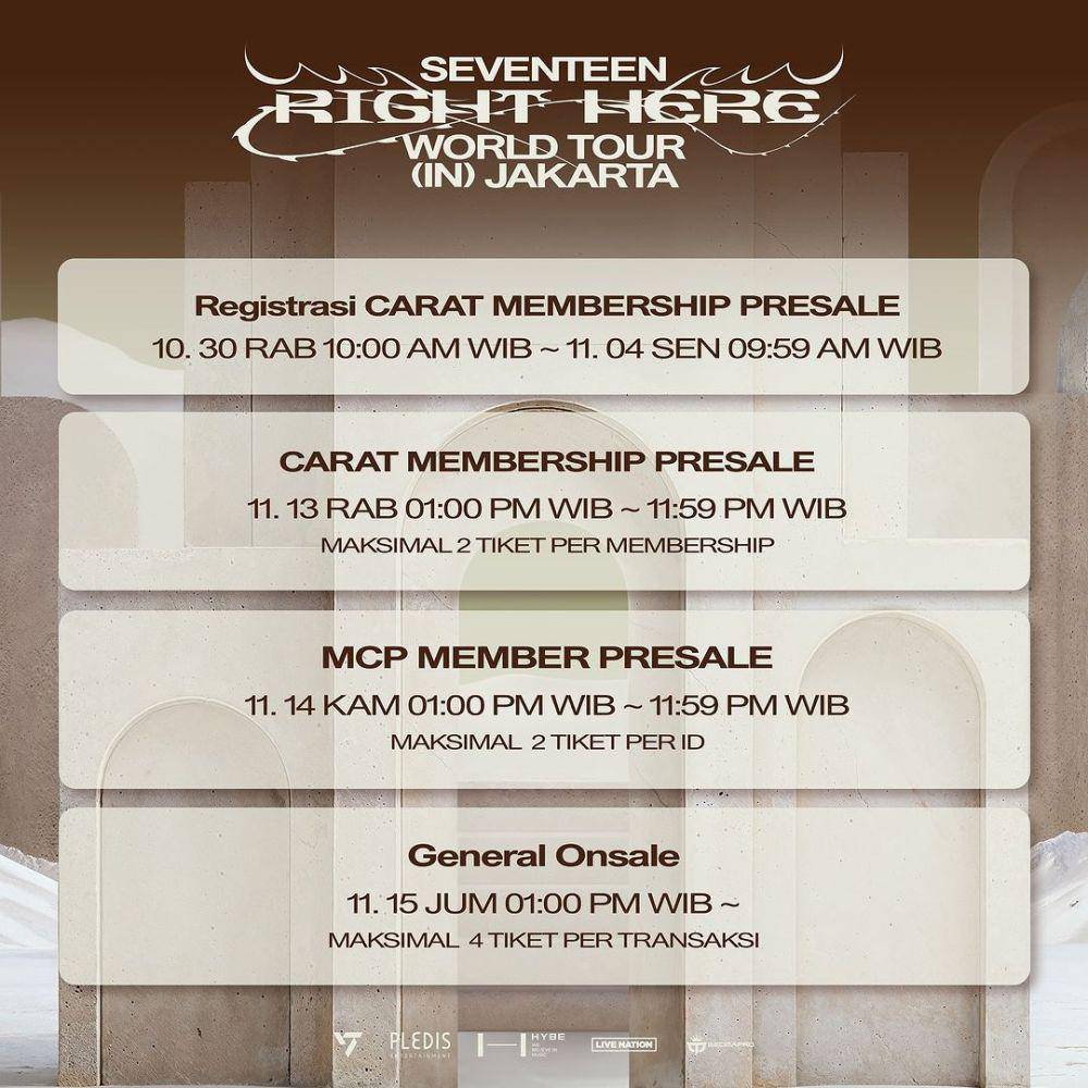 harga tiket SEVENTEEN Right Here in Jakarta (instagram.com/mecimapro)