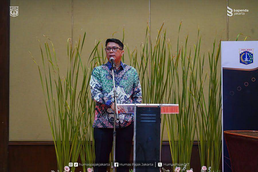 Badan Pendapatan Daerah (Bapenda) DKI Jakarta melaksanakan kegiatan sosialisasi bertajuk 'Launching Inovasi - Dasar Pengenaan PBJT Pajak Online Bapenda' pada Rabu, (30/10), di Golden Ballroom The Sultan Hotel, Jakarta. (dok. Bapenda)
