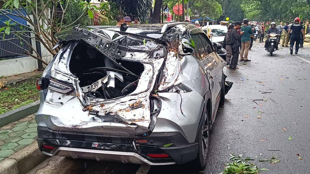 Pohon Tumbang di Bandung Timpa 5 Mobil, Ibu dan Anak Terluka
