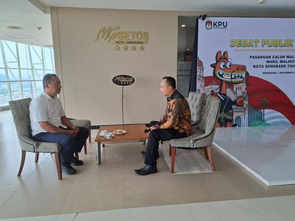 Suasana lokasi debat perdana Calon Wali Kota dan Wakil Wali Kota Semarang di Hotel MG Setos Semarang, Jumat (1/11/2024). (dok. Humas Polrestabes Semarang)