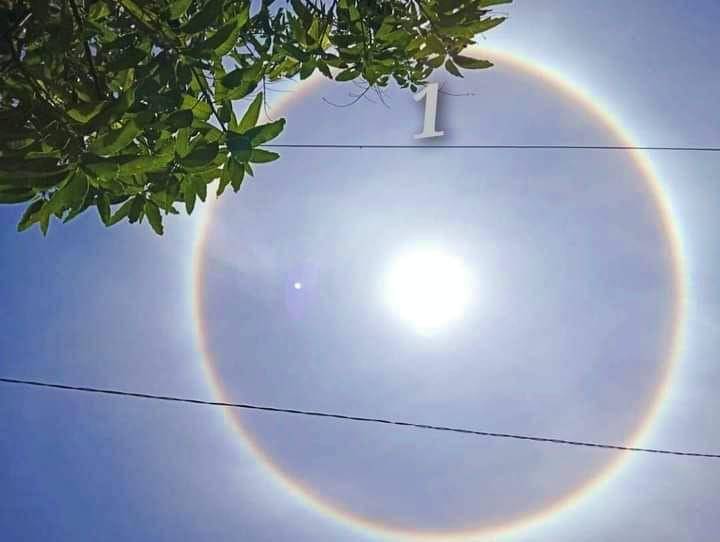 Fenomena alam unik berupa matahari yang dikelilingi cincin tampak di langit Kabupaten Bima, Nusa Tenggara Barat (NTB), pada Jumat (1/11/2024) pukul 13.00 WITA. Foto Juliadin