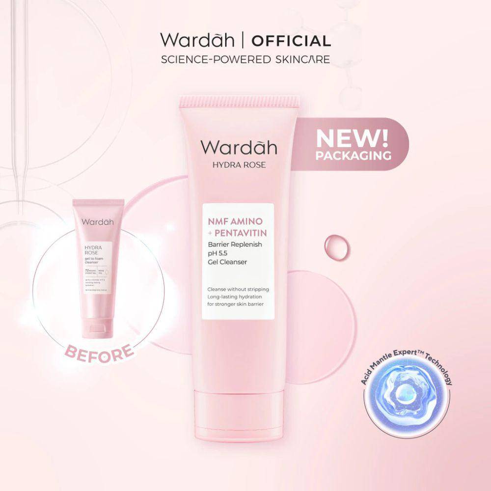 Wardah Hydra Rose Barrier Replenish pH 5.5 Gel Cleanser (shopee.co.id/Wardah Official Shop)