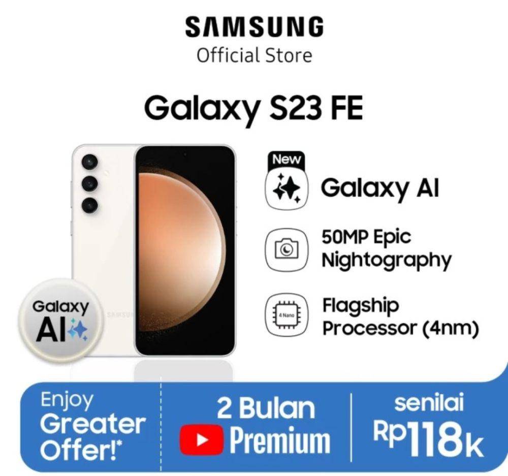 Samsung Galaxy S23 FE (tokopedia.link/Samsung Officual Store)