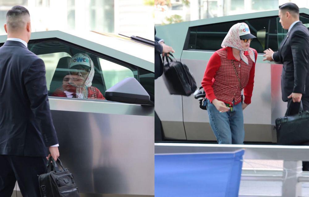 Jadi Sorotan, 7 Potret G-Dragon Naik Tesla Cybertruck ke Bandara