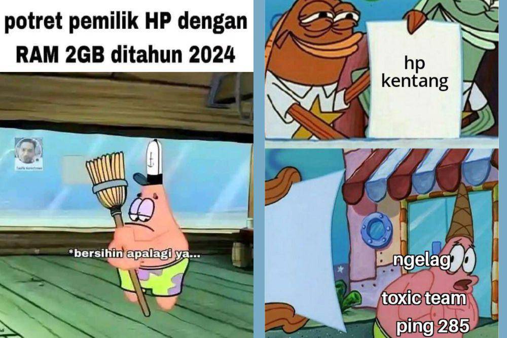 kolase meme derita punya HP kentang (x.com/sosmedkeras I x.com/Funny_Lock)