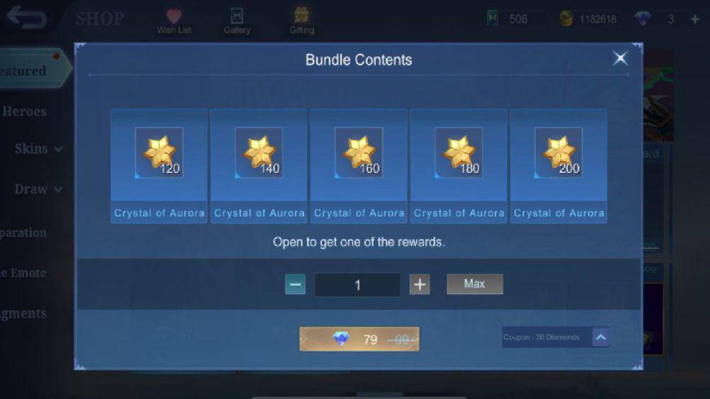 Bundel Crystal of Aurora yang bisa kamu beli seminggu sekali. (dok. Moonton/Mobile Legends: Bang Bang)