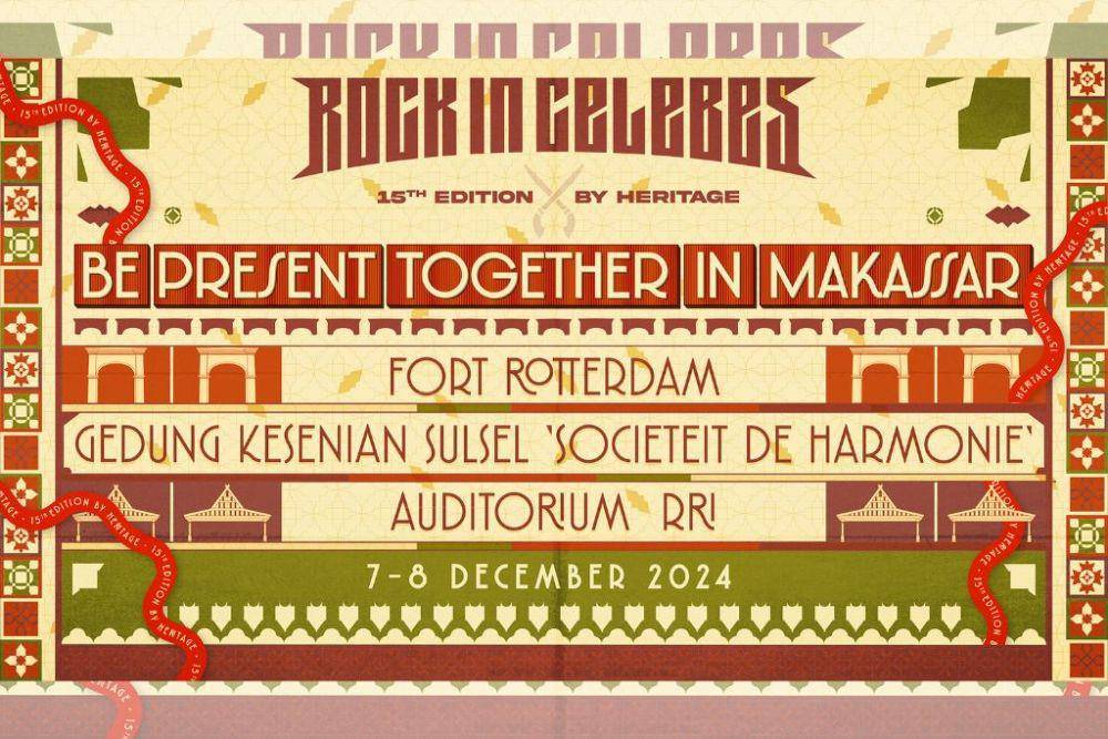 Salah satu poster festival musik tahunan Rock in Celebes 2024 yang berlangsung di Kota Makassar. (Dok. Istimewa)