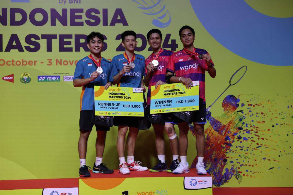 Podiumganda putra di Indonesia Masters II 2024 (dok.PP PBSI)