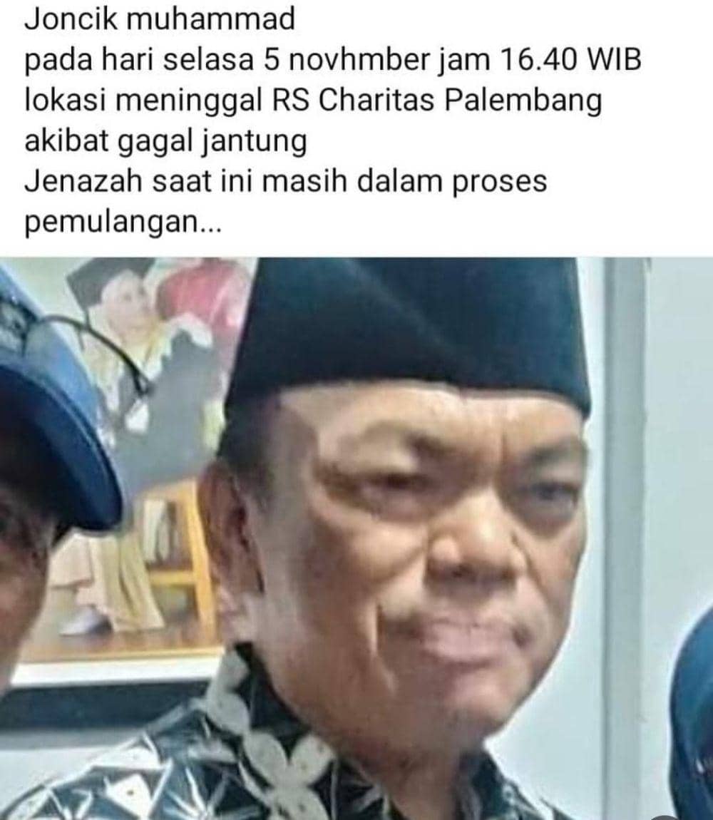 (Calon Bupati Empat Lawang Joncik Muhammad saat diisukan meninggal dunia) IDN Times/istimewa