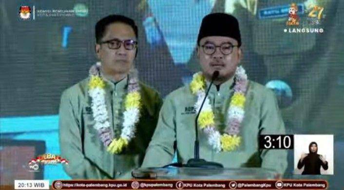 Prima Salam Calon Wakil Wali Kota Palembang di Pilkada 2024 (Tangkapan layar debat publik youtube KPU Palembang)