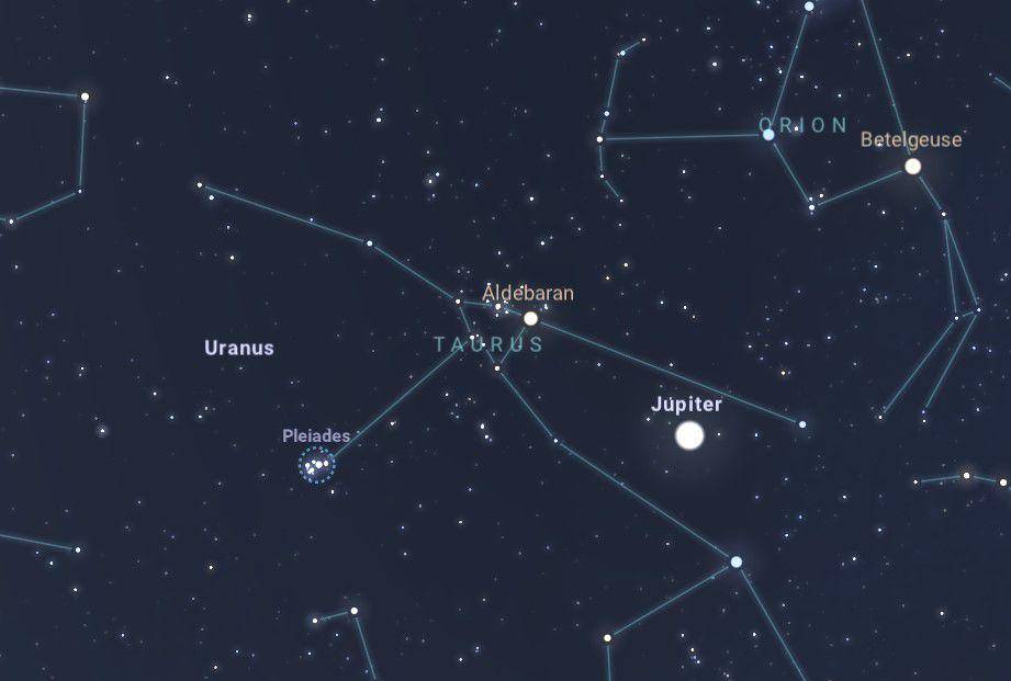 ilustrasi konstelasi Taurus (stellarium-web.org)