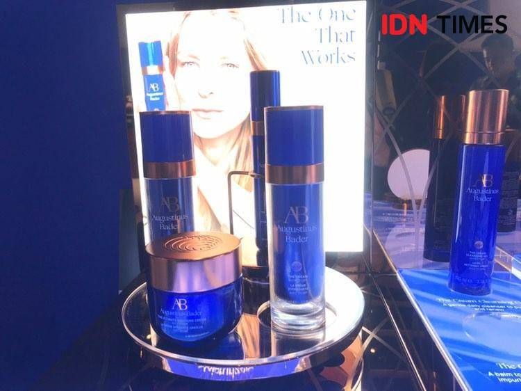 Ragam produk Augustinus Bader yang resmi diluncurkan di Indonesia. 6 Oktober 2024. (IDN Times/ Hani Safanja)