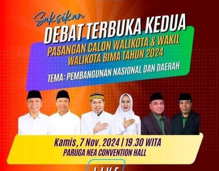 Stiker jadwal pelaksanaan debat kedua Pilwalkot Bima (Dok/Istimewa)