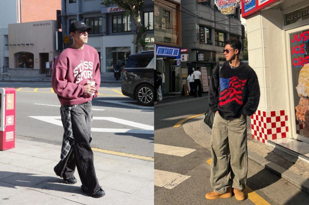 7 Inspirasi Outfit Baggy Pants ala Aktor Nine Naphat, Fashionable!