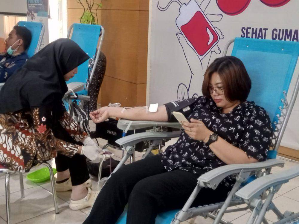 Aksi donor darah yang digelar oleh Dinas Kesehatan Bantul.(IDN Times/Daruwaskita)
