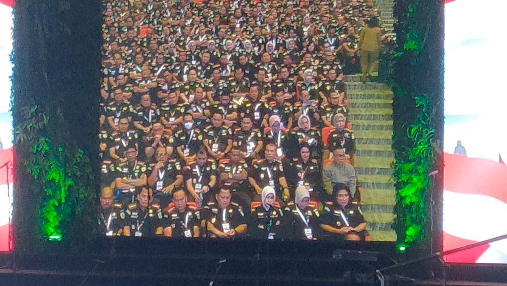 Jajaran Kejagung hadir dalam koordinasi nasional pemerintah pusat dan daerah tahun 2024 di SICC, Bogor, Jawa Barat, Kamis (7/11/2024). (IDN Times/Linna Susanti)