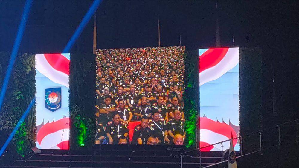 Anggota TNI saat hadir rapat koordinasi nasional pemerintah pusat dan daerah tahun 2024 di SICC, Bogor, Jawa Barat, Kamis (7/11/2024). (IDN Times/Linna Susanti).