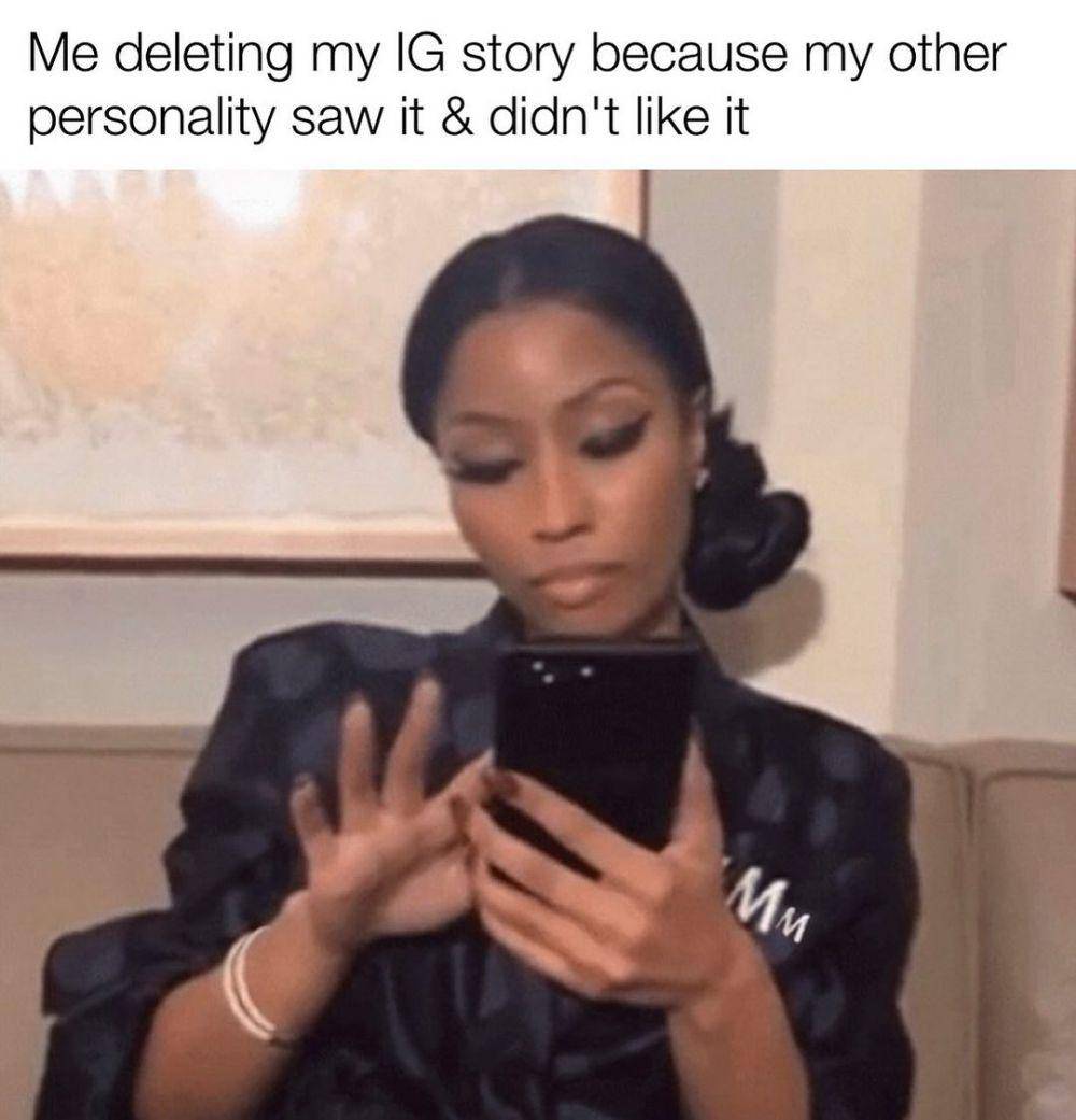 meme kebiasaan hapus story media sosial (instagram.com/pettybetches)