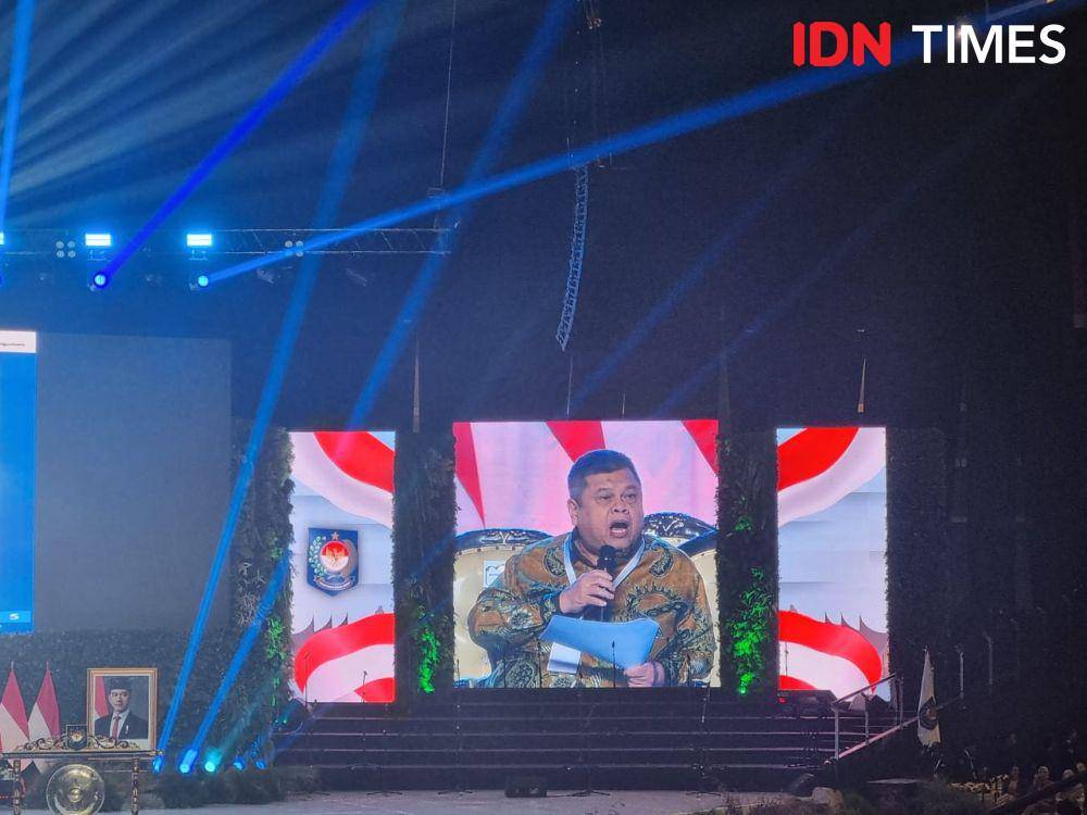 Kepala Badan Pengawas Keuangan dan Pembangunan (BPKP), Yusuf Ateh di Rapat Koordinasi Nasional Pemerintah Pusat dan Pemerintah Daerah Tahun 2024 di Sentul International Convention Center, Kamis (7/11/2024). (IDN Times/ M Ilman Nafi'an)