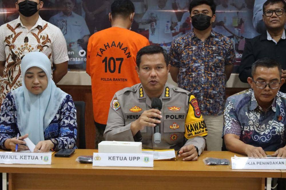 Satgas Pungli saat menggelar konferensi pers di Mapolda Banten (Dok. IDN Times/Humas Polda Banten)