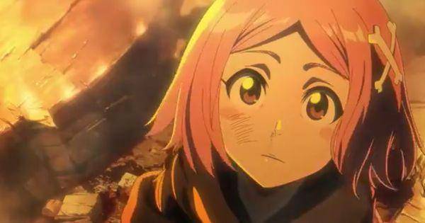 Yachiru melihat Zaraki menebas meteor ( Dok. Pierrot / Bleach )