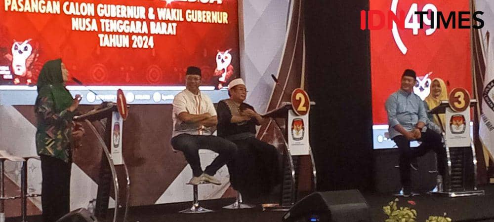 Debat kedua Pilgub NTB 2024 di Hotel Lombok Raya Kota Mataram, Jumat malam (8/11/2024). (IDN Times/Muhammad Nasir)