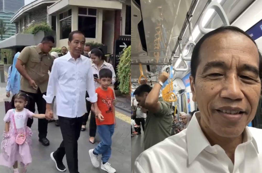 7 Potret Jokowi Jalan-jalan di Jakarta Naik MRT sama Cucu, Nge-vlog!