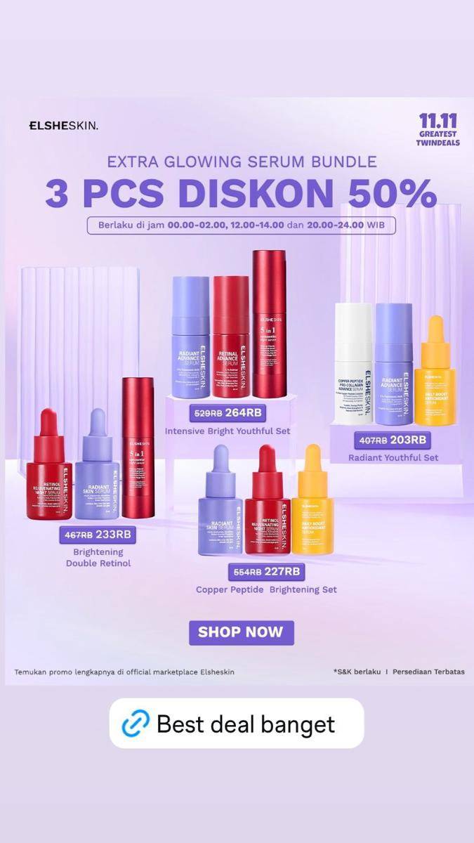 Promo skincare 11.11 (instagram.com/stories/elsheskin)