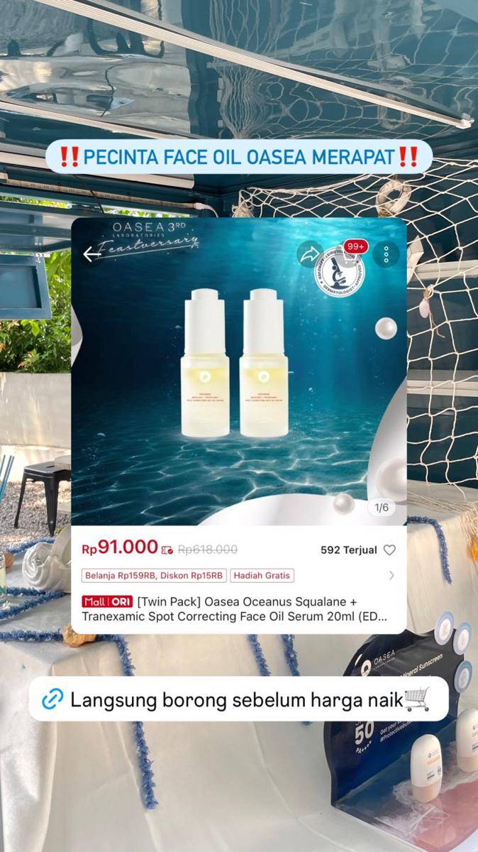 Promo skincare 11.11 (instagram.com/stories/oasea.id)