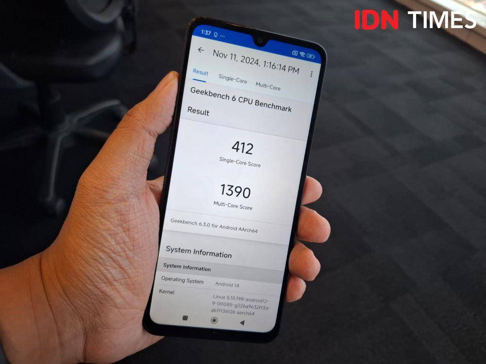 hasil benchmark POCO C75 (IDN Times/Fatkhur Rozi)