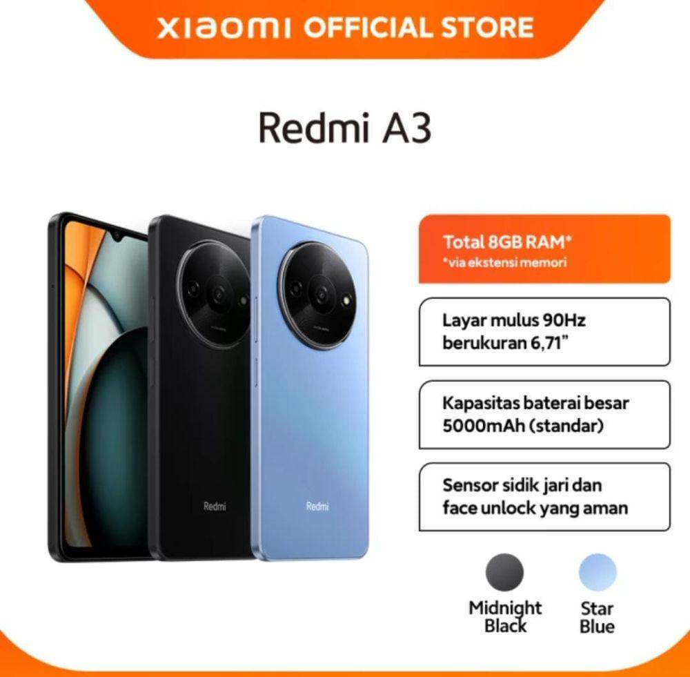 Redmi A3 (tokopedia.com/Xiaomi Official Store)