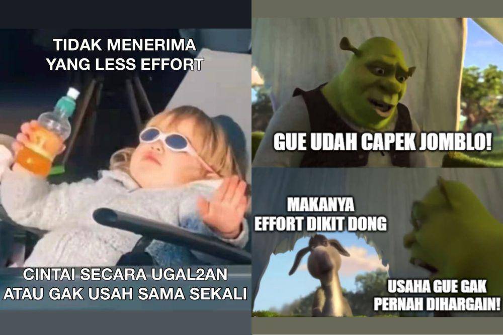 kolase meme usaha dalam hubungan (x.com/adityajuliannn I instagram.com/broseratuspersen.id)