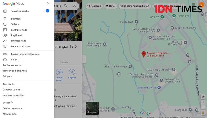 tangkapan layar menggunakan fitur "Linimasa" di Google Maps (IDN Times/Uswatun Khasanah)