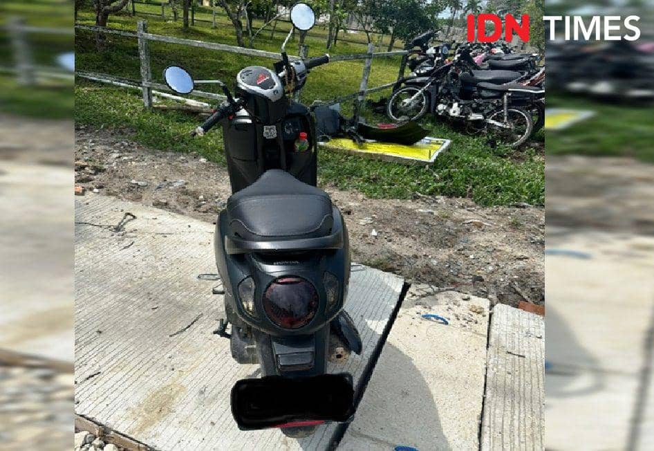 Barang bukti sepeda motor milik tersangka MR DPO Narkoba Polres PPU (IDN Times/Ervan)