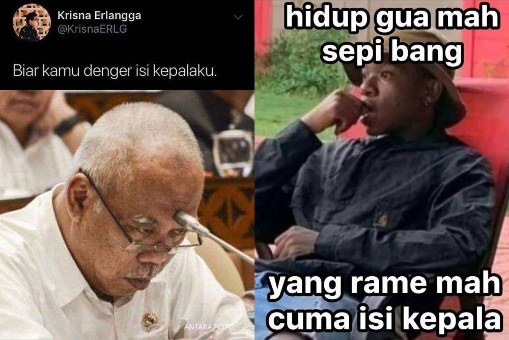 kolase meme isi kepala berisik (x.com/everyy1woo I x.com/QuoteAja)