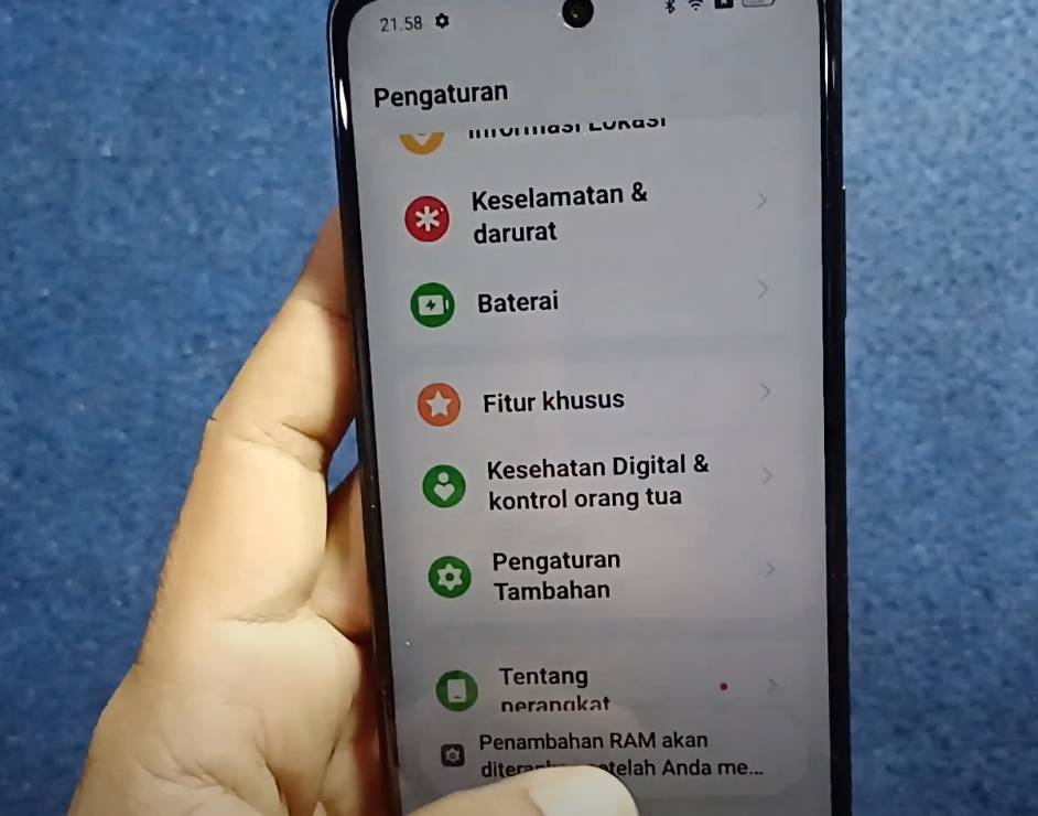 menu Pengaturan HP OPPO A3x (youtube.com/Naim Panca)