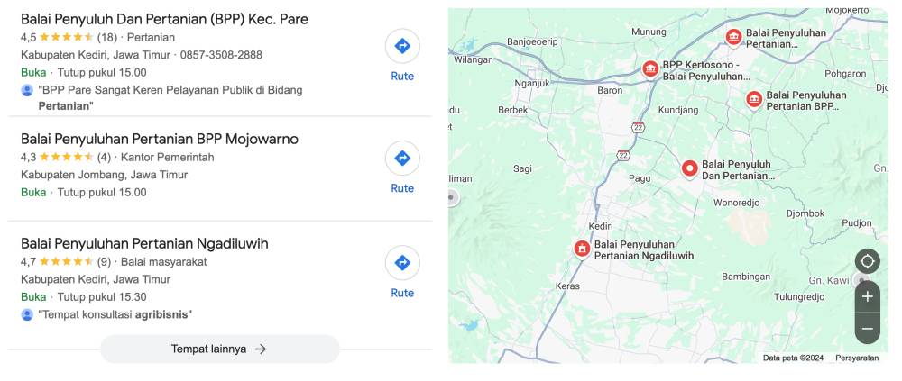 lokasi Balai Penyuluhan Pertanian (dok. Google)